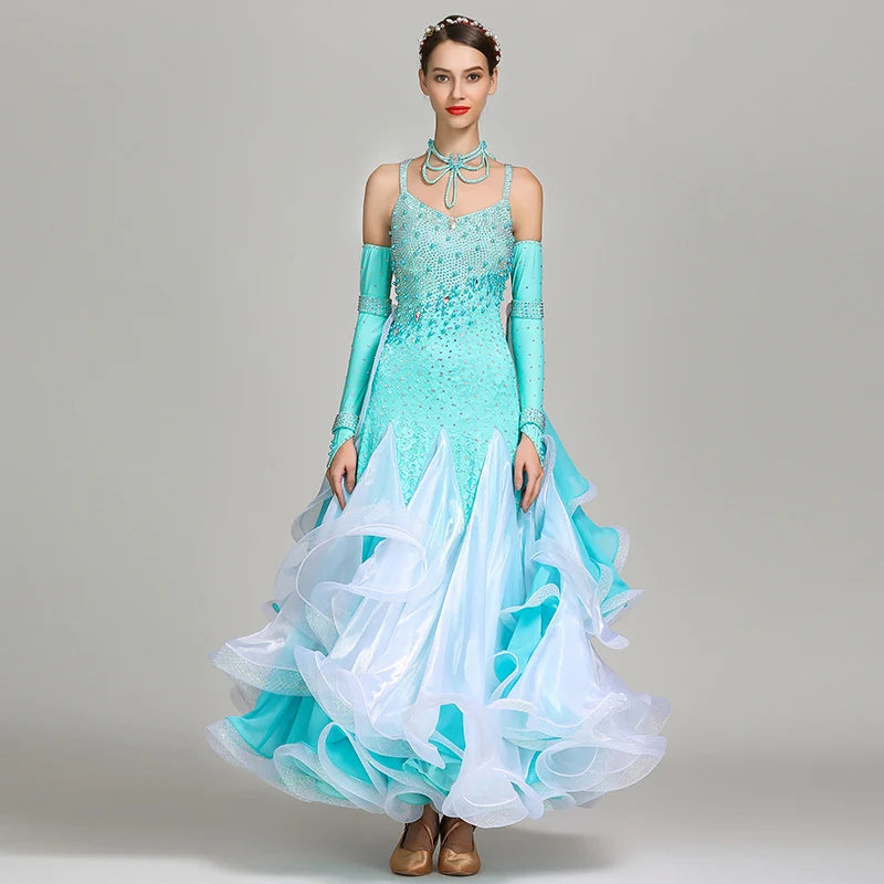 Lady Ballroom Dance Dress – Girls' Waltz & Modern Dance Performance Costume