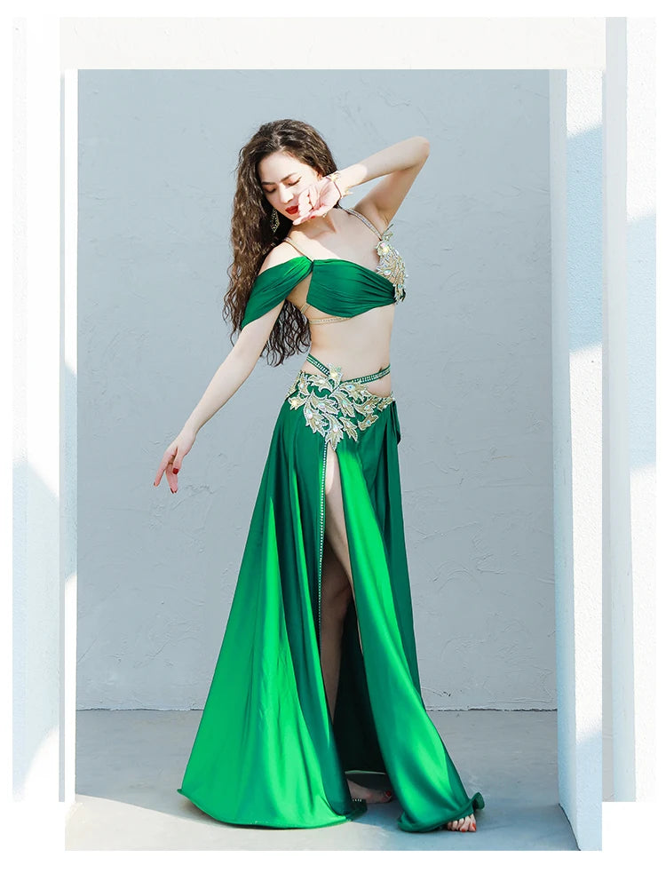 Egyptian Belly Dance Costume Set – Oriental Performance Outfit with Sleeves