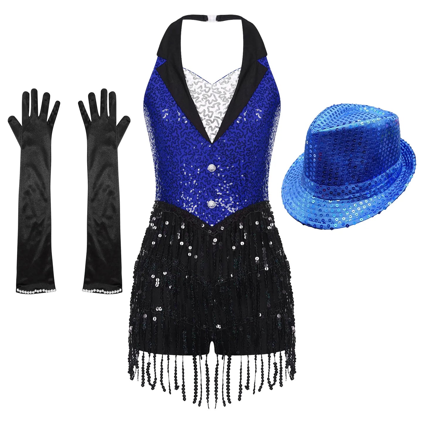 Sparkly Sequins Latin Dance Bodysuit with Tassels – Performance Leotard