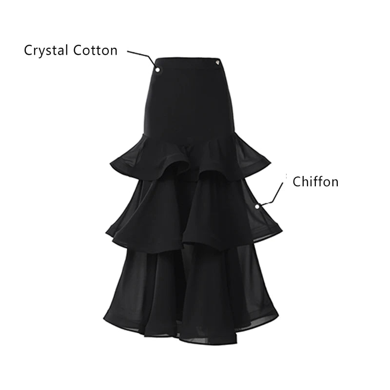 Neck Ballroom Dance Top & Split Skirt – Standard Waltz & Tango Stage Costume