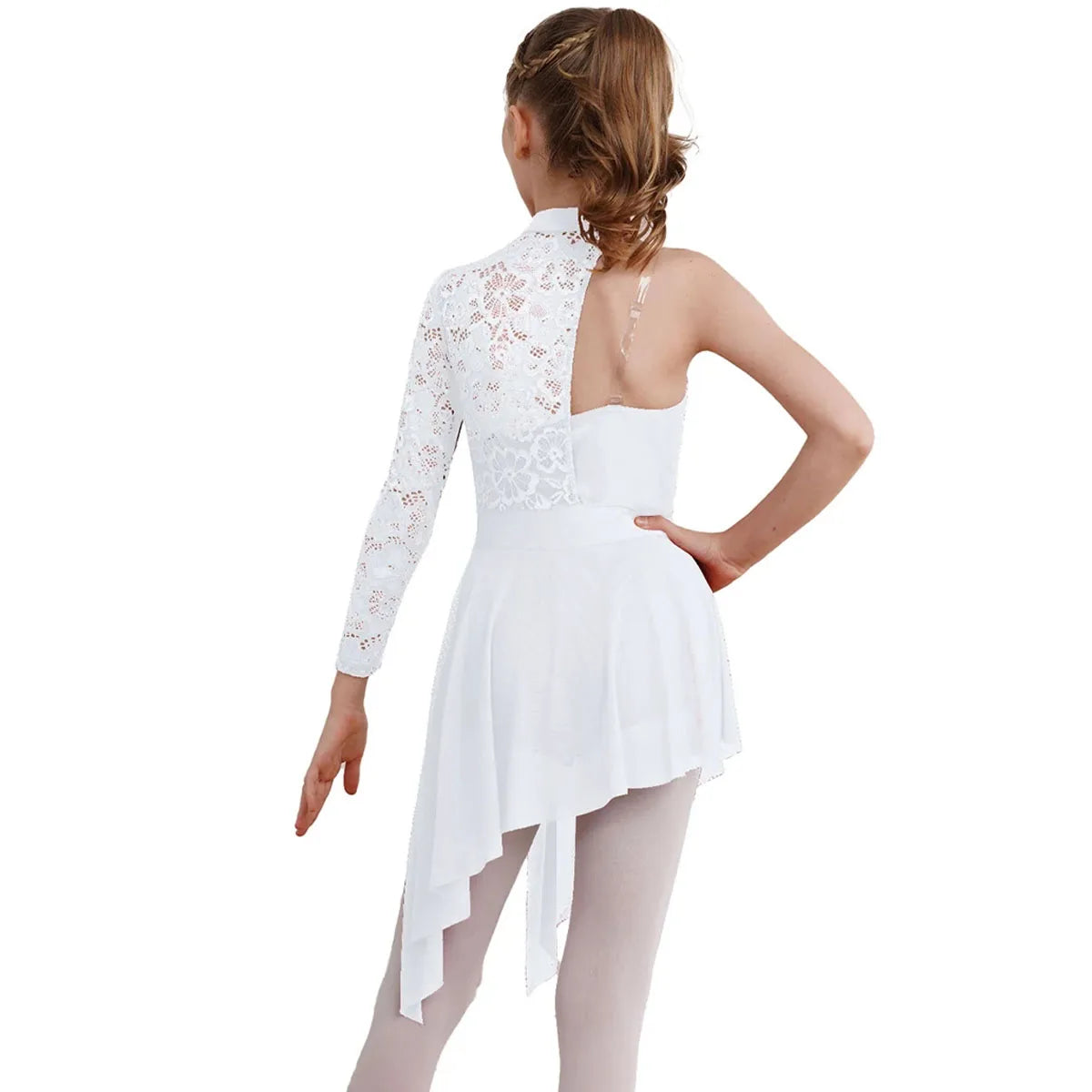 Kids One Shoulder Dance Dress – Asymmetric Ballet Leotard