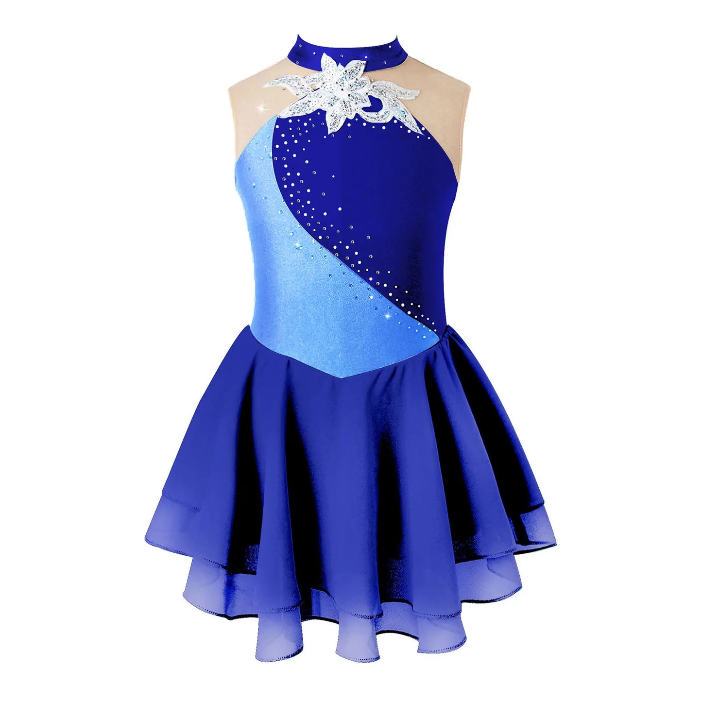 Kids Girls Sequin Figure Skating & Ballet Dress – Sleeveless Tutu Leotard