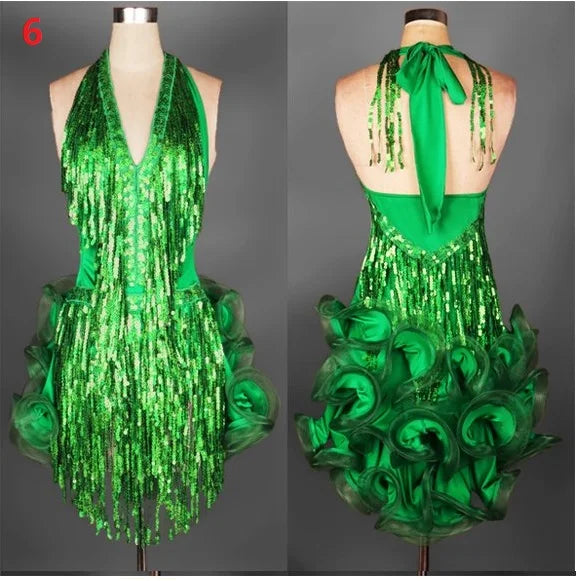 Latin Dance Dress – Tassel Salsa, Rumba & Samba Competition Wear for Women