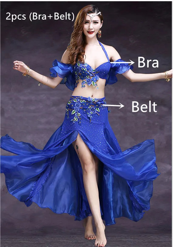 2/3pcs Belly Dance Costume Set – Bra, Belt & Skirt for Women