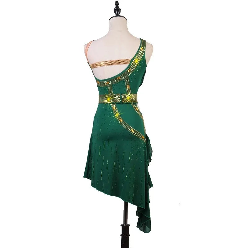 Latin Competition Dance Dress – Cha Cha Three-Step Performance Wear