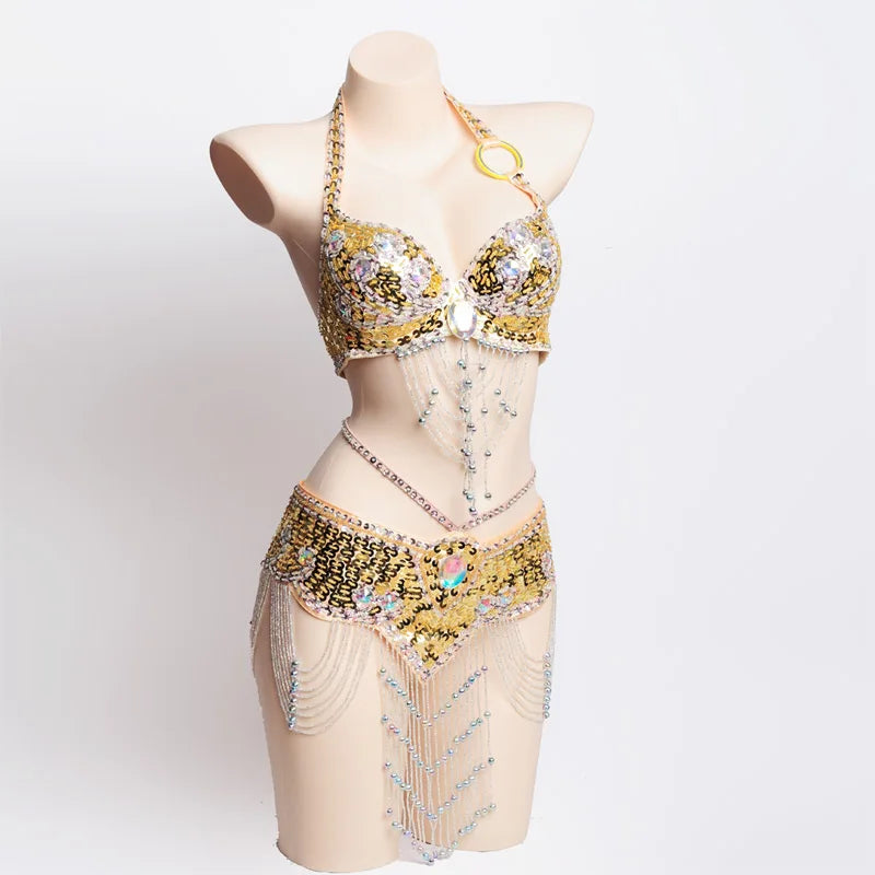 Women's Belly Dance Bra Belt Set Belly Dance Costumes