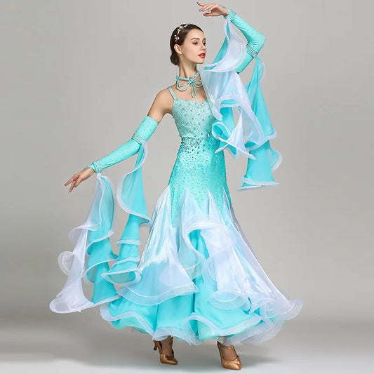 Lady Ballroom Dance Dress – Girls' Waltz & Modern Dance Performance Costume