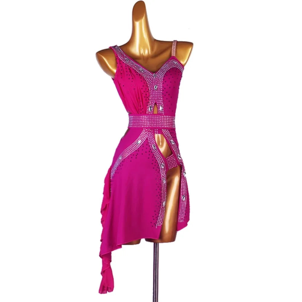 Latin Competition Dance Dress – Cha Cha Three-Step Performance Wear