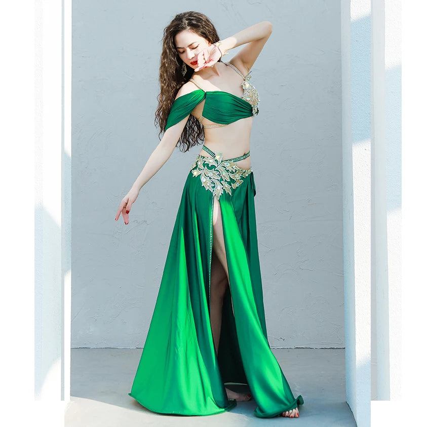 Egyptian Belly Dance Costume Set – Oriental Performance Outfit with Sleeves