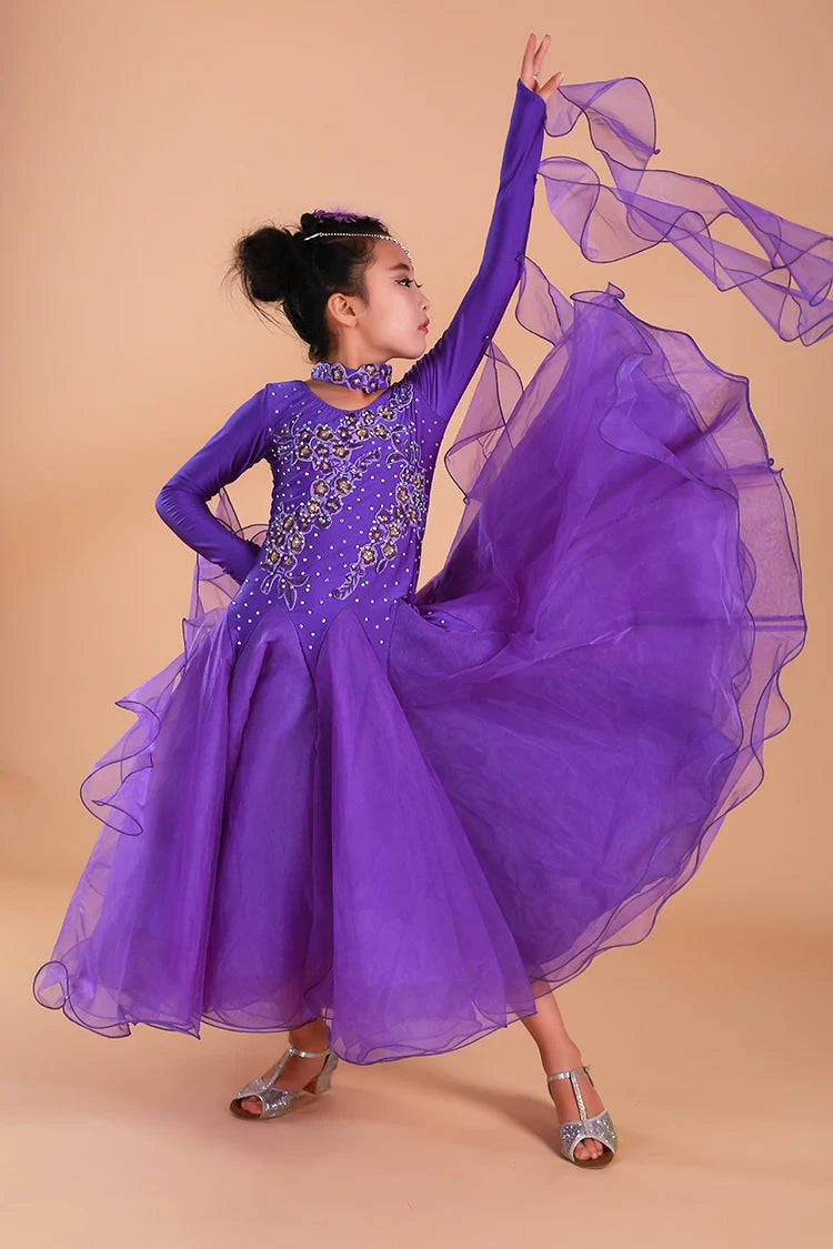 Girls Ballroom Dance Competition Dresses – Pink, Blue, Jazz, Waltz, Rumba, Samba