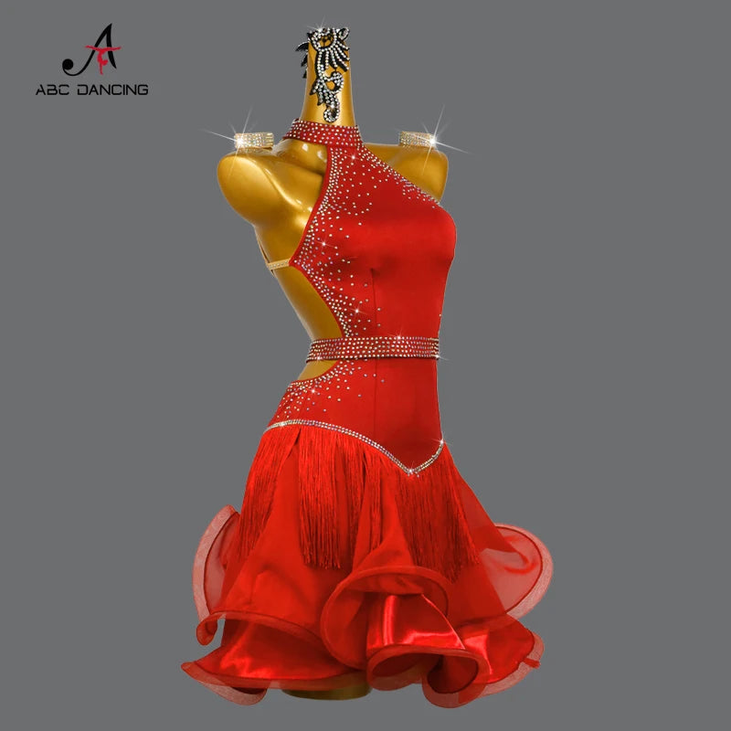 Latin Dance Competition Dress – Girls Stage & Party Skirt Outfit