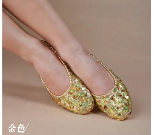 Woman Belly Dancing Sequin Shoes