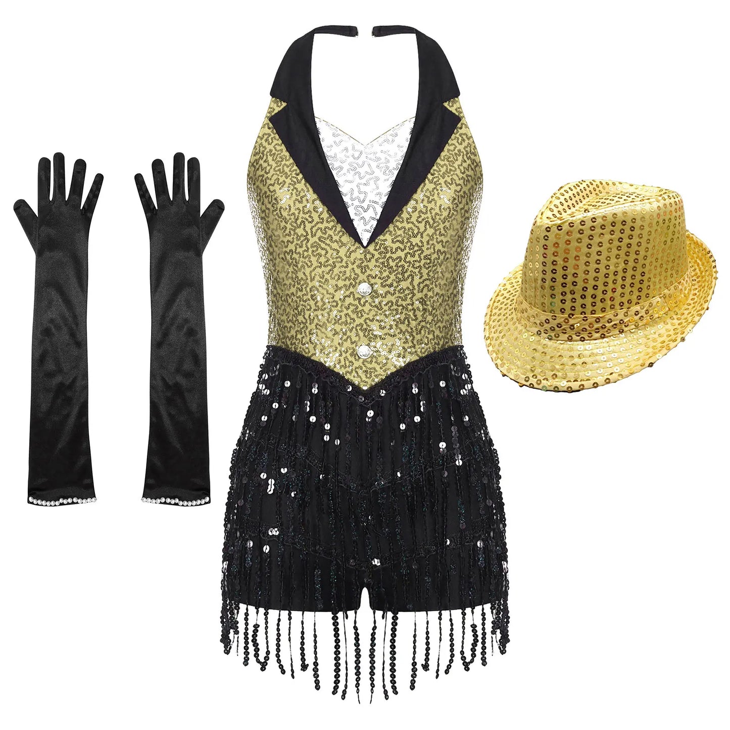 Sparkly Sequins Latin Dance Bodysuit with Tassels – Performance Leotard