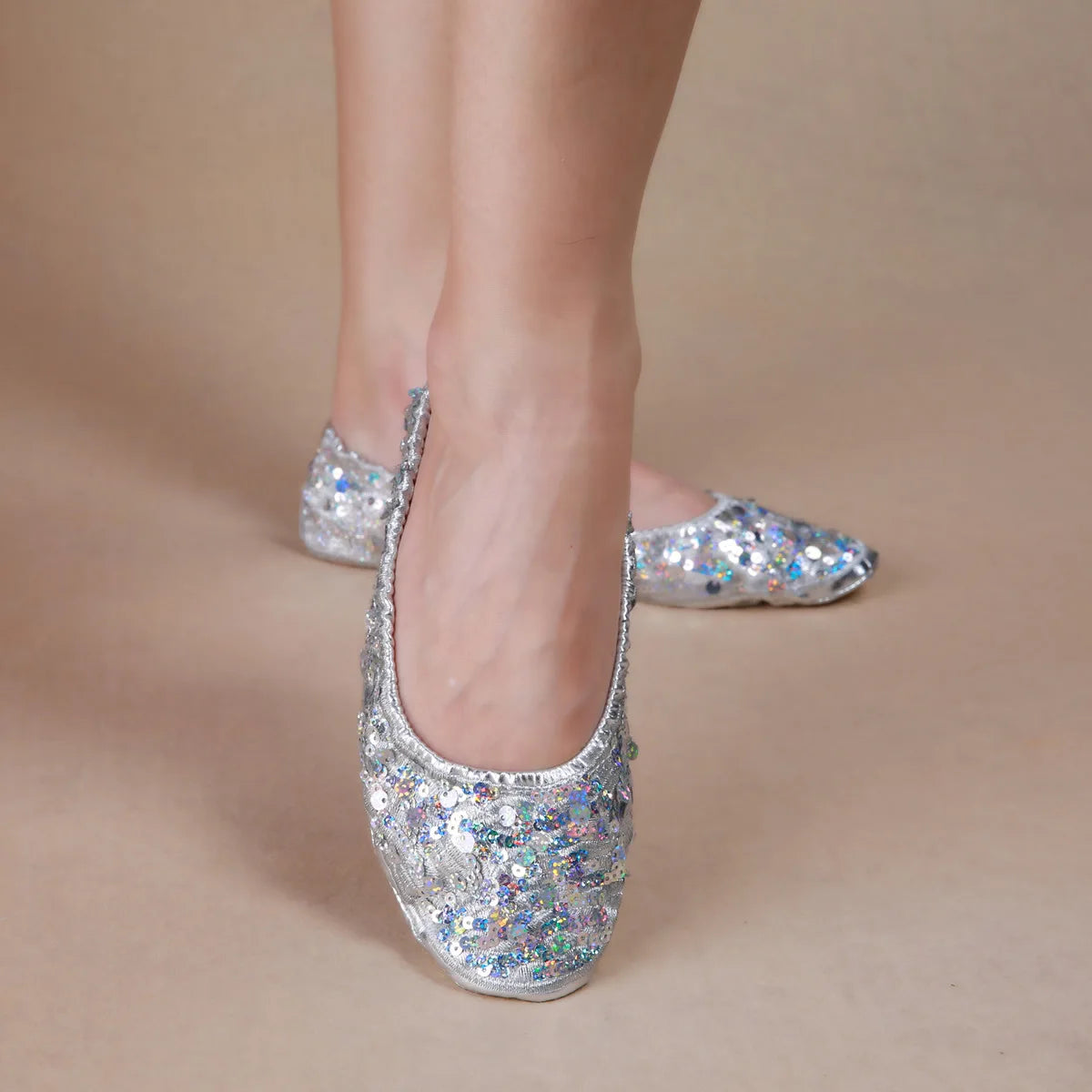 Woman Belly Dancing Sequin Shoes