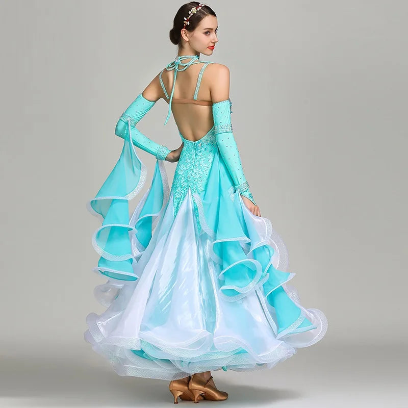 Lady Ballroom Dance Dress – Girls' Waltz & Modern Dance Performance Costume