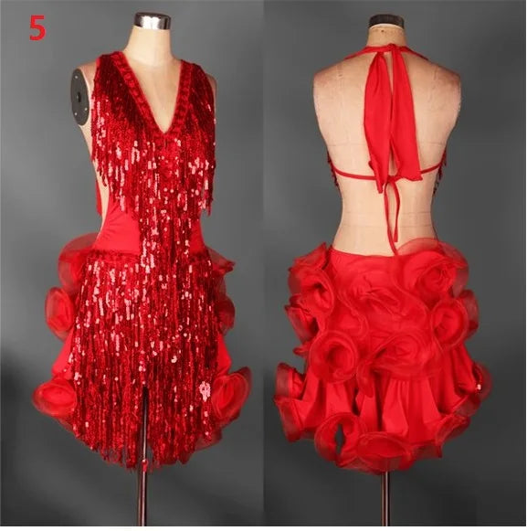 Latin Dance Dress – Tassel Salsa, Rumba & Samba Competition Wear for Women