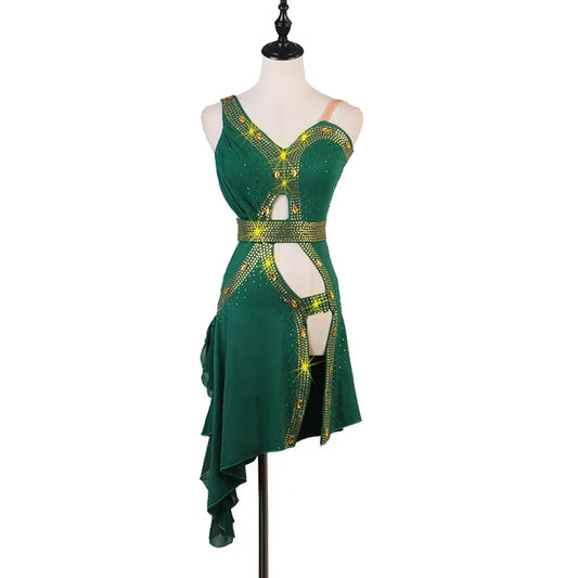 Latin Competition Dance Dress – Cha Cha Three-Step Performance Wear