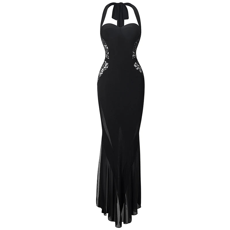 Women’s Latin Dance Dress – Black Lace Rumba, Tango, Ballroom Competition Dress