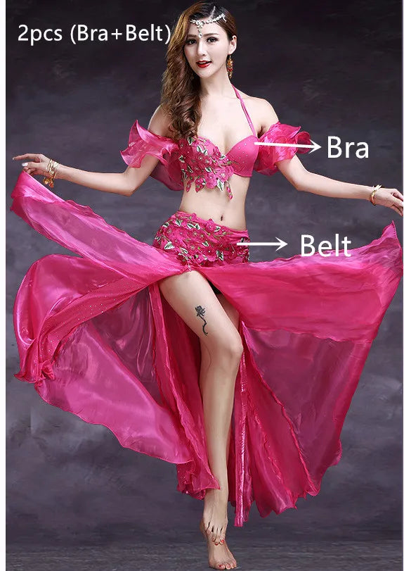 2/3pcs Belly Dance Costume Set – Bra, Belt & Skirt for Women