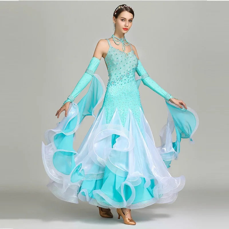 Lady Ballroom Dance Dress – Girls' Waltz & Modern Dance Performance Costume