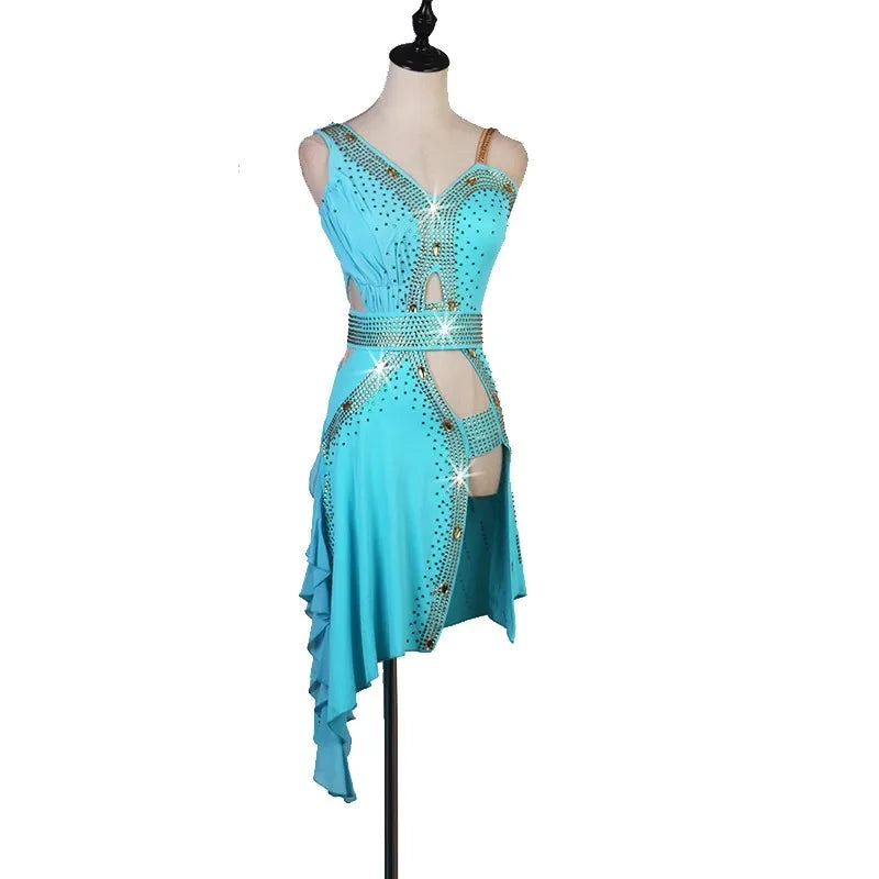 Latin Competition Dance Dress – Cha Cha Three-Step Performance Wear