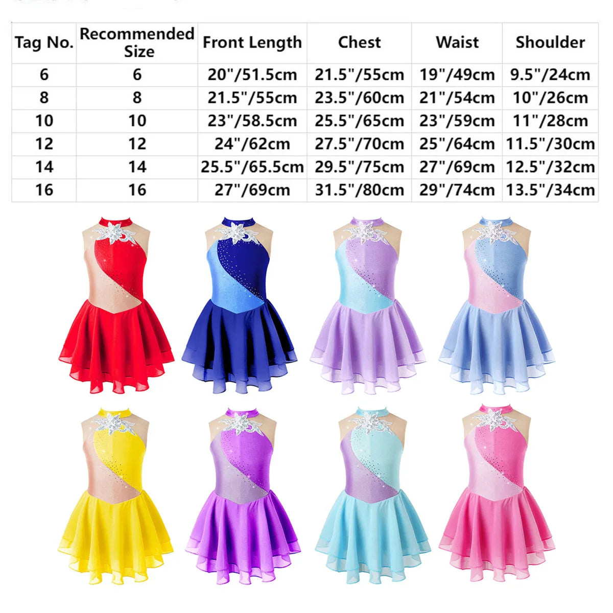 Kids Girls Sequin Figure Skating & Ballet Dress – Sleeveless Tutu Leotard