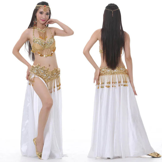 Professional Belly Dance Costume Set with Split Skirt