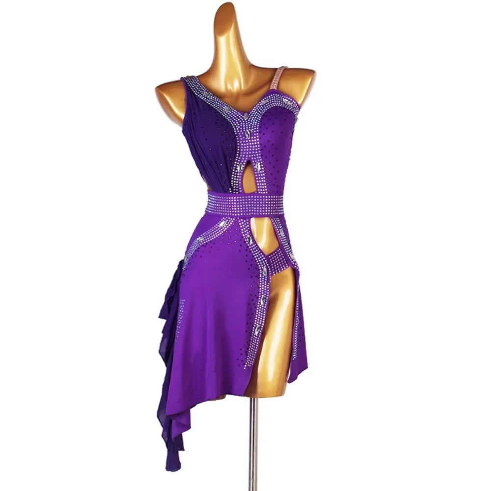 Latin Competition Dance Dress – Cha Cha Three-Step Performance Wear