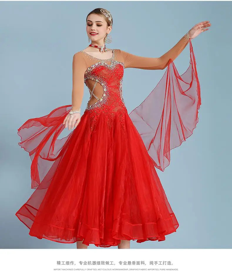 Women's Dance Competition Dress – Waltz & Standard Ballroom Performance Costume