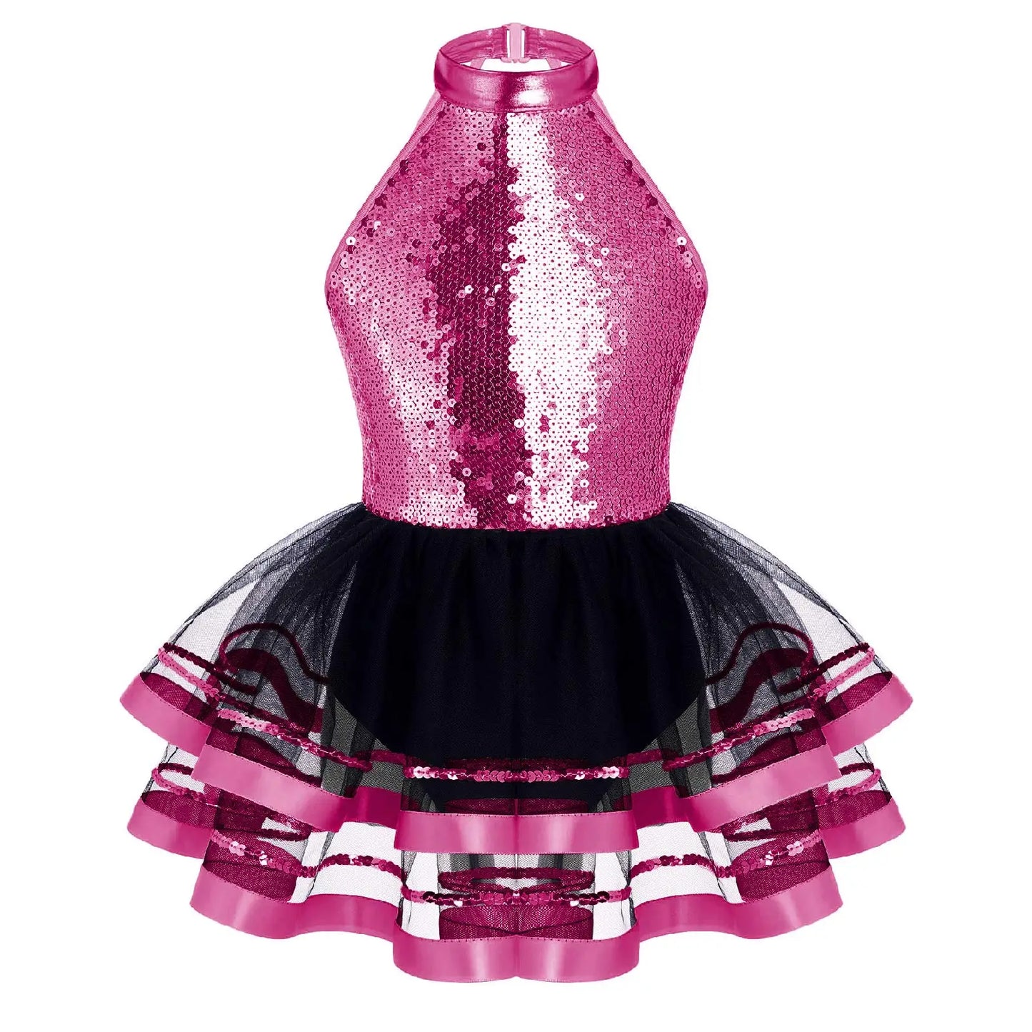 Halter Sequins Ballet Tutu Dress – Kids Dance Leotard