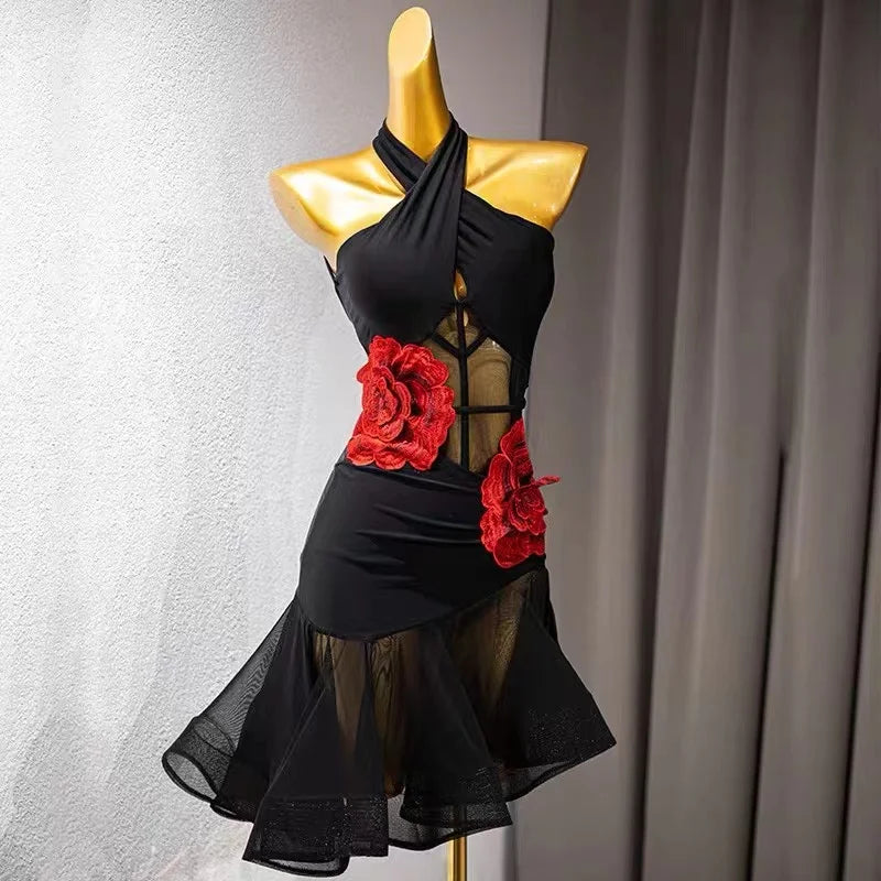 Backless Sexy Latin Dance Dress for Women – Cha Cha Tango Stage Performance