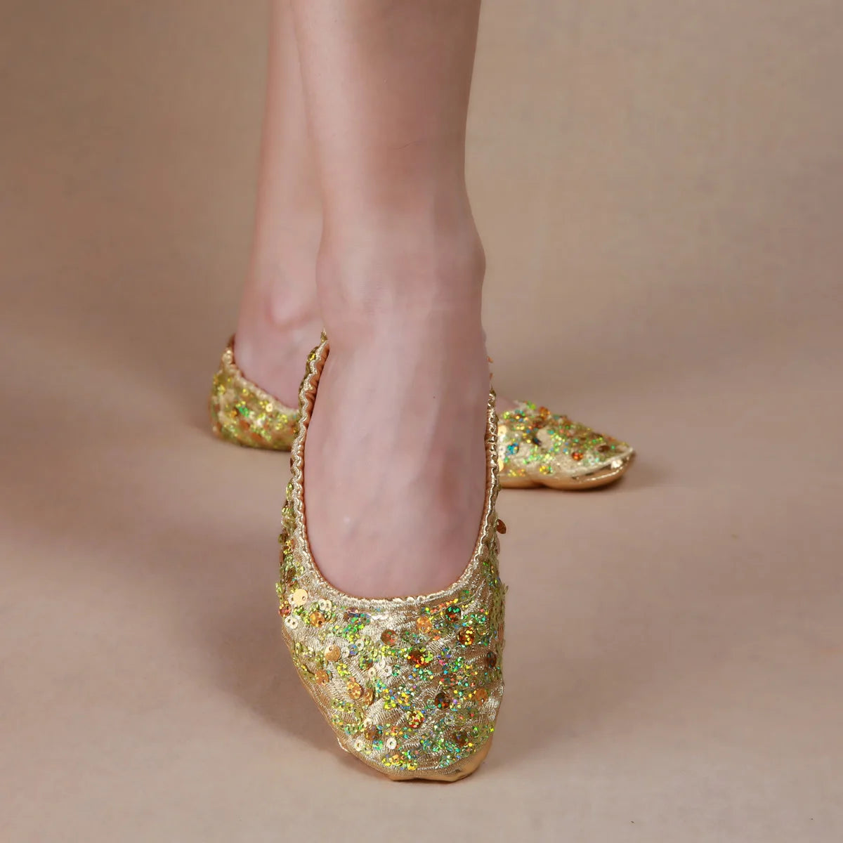 Woman Belly Dancing Sequin Shoes