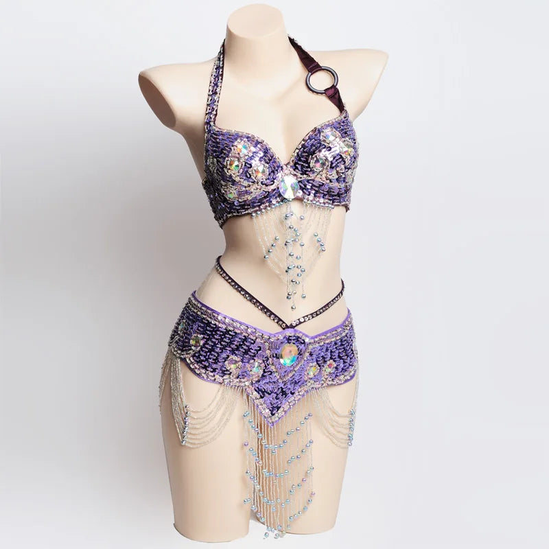 Women's Belly Dance Bra Belt Set Belly Dance Costumes