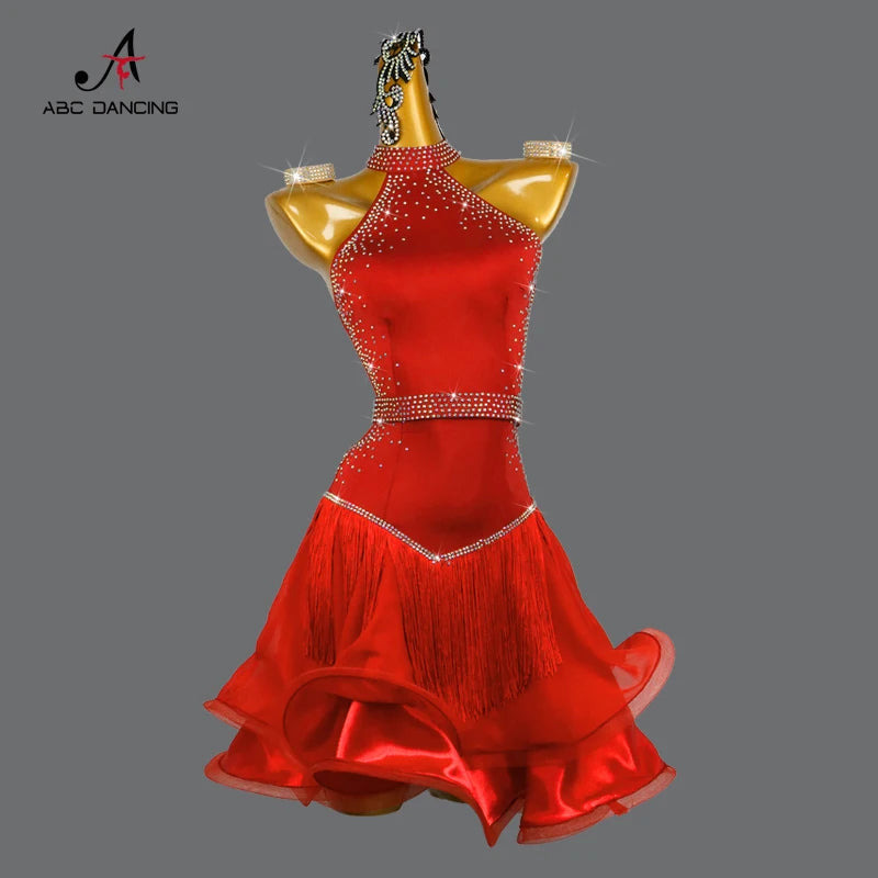 Latin Dance Competition Dress – Girls Stage & Party Skirt Outfit