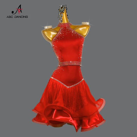 Latin Dance Competition Dress – Girls Stage & Party Skirt Outfit