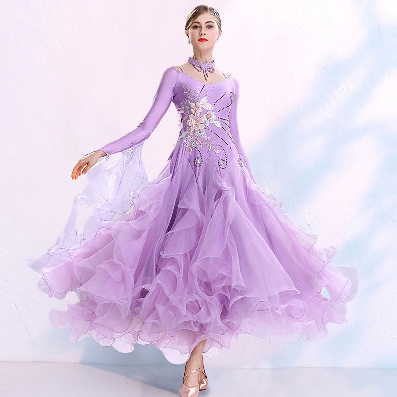 Green Ballroom Dance Competition Dress – High-End Tango & Waltz Costume