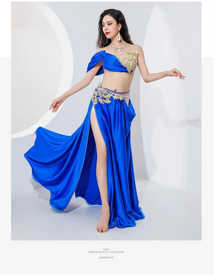 Egyptian Belly Dance Costume Set – Oriental Performance Outfit with Sleeves