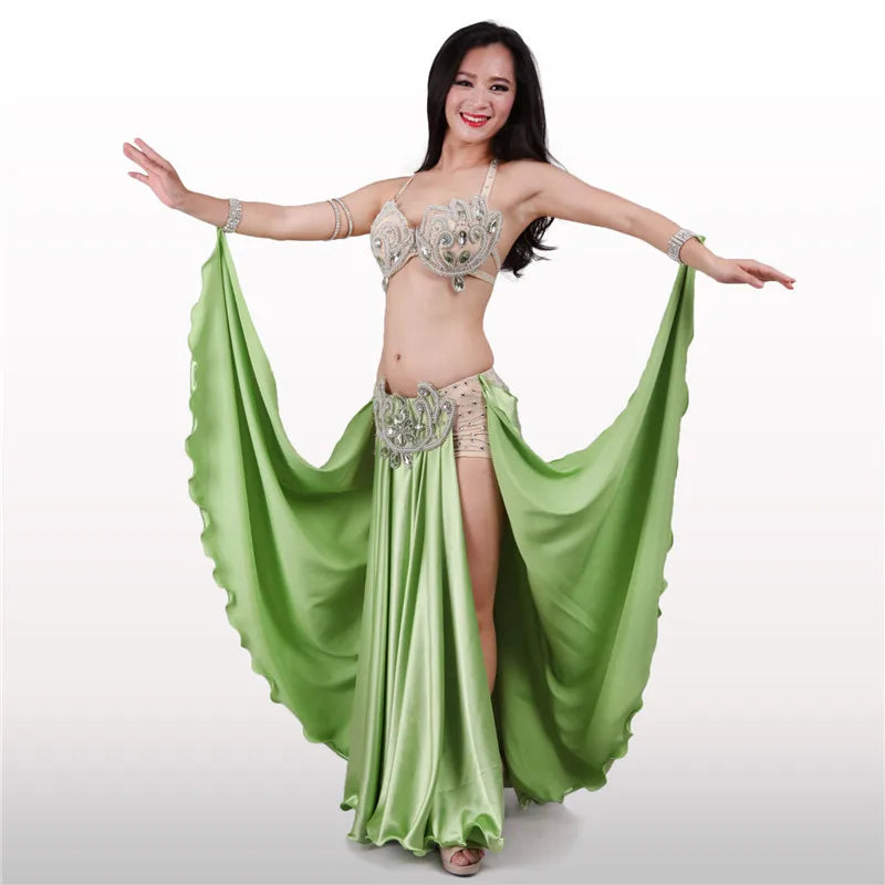 Professional Belly Dance Costume Set with Maxi Skirt & Hard Cup